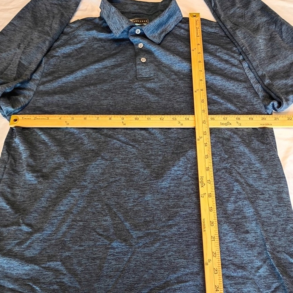 PGA Tour Long Sleeve Polo Mens XL Navy Blue Excellent Heathered Golf Shirt